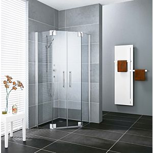 Kermi Pasa XP pentagonal shower cubicle swing door PXF00F1118VPK 75x90x185cm, silver high gloss, toughened safety glass clear