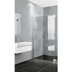 Kermi Pasa XP side wall for swing door 2000 -fl. and fixed panel PXTFR090201PK 90x200cm, matt silver gloss, toughened safety glass clear, right, on shower tray