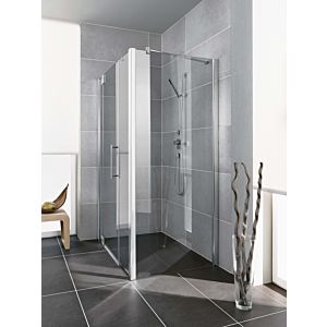 Kermi Pasa XP side wall for swing door with fixed panel PXUWD08020VAK 80x200cm, silver high gloss, toughened safety glass, on shower tray