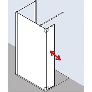 Kermi Pasa XP side panel with movable wing PXT1R093201PK 93x200cm, matt silver gloss, toughened safety glass clear, right, on shower area