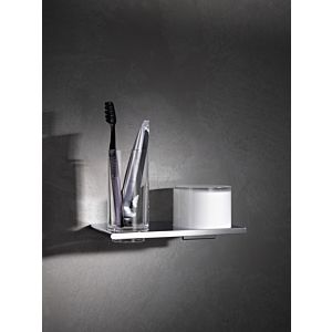 Keuco Edition 400 double holder 11553019000 chrome-plated, with glass and lotion dispenser