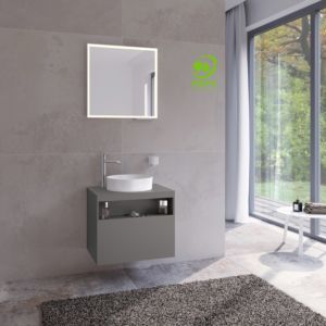 Keuco Stageline 32854290000 65 x 55 x 49 cm, Inox satin matt lacquer, Inox glass, without electronics, with tap hole