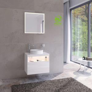 Keuco Stageline 32854300100 65 x 55 x 49 cm, white decor, clear white glass, with electronics, with tap hole