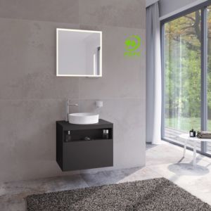 Keuco Stageline 32854970000 65 x 55 x 49 cm, vulcanite decor, satinised vulcanite glass, without electronics, with tap hole