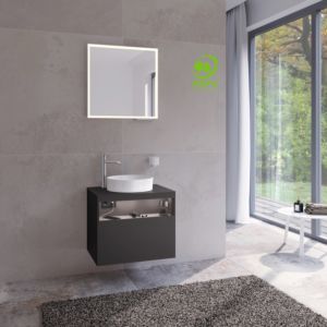 Keuco Stageline 32854970100 65 x 55 x 49 cm, vulcanite decor, satinised vulcanite glass, with electrics, with tap hole