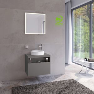 Keuco Stageline 32855290000 65 x 55 x 49 cm, Inox satin matt lacquer, Inox glass, without electronics, tap hole on the right