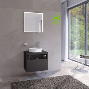 Keuco Stageline 32855970000 65 x 55 x 49 cm, vulcanite decor, satinised vulcanite glass, without electronics, tap hole on the right