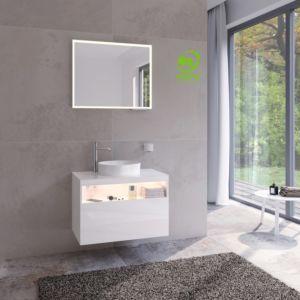 Keuco Stageline 32864300100 80 x 55 x 49 cm, white decor, clear white glass, with electronics, with tap hole