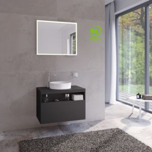 Keuco Stageline 32864970000 80 x 55 x 49 cm, vulcanite decor, satinised vulcanite glass, without electrics, with tap hole