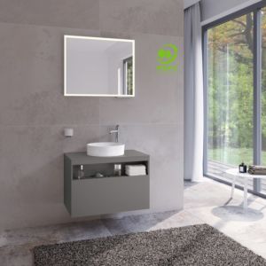 Keuco Stageline 32865290000 80 x 55 x 49 cm, Inox satin matt lacquer, Inox glass, without electronics, tap hole on the right