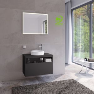 Keuco Stageline 32865970000 80 x 55 x 49 cm, vulcanite decor, satinised vulcanite glass, without electronics, tap hole on the right