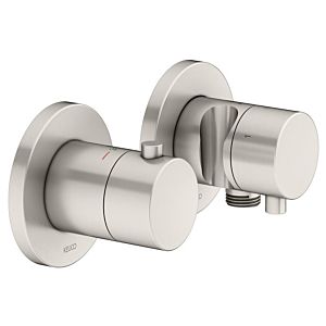 Keuco Edition 400 shower thermostat 51553051231 brushed nickel, for 3 consumers, including wall connection elbow and shower holder