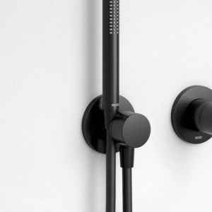 Keuco IXMO Pure Black Selection off and diverter valve 59557370201 Concealed shower holder, Pure handle, round, matt black