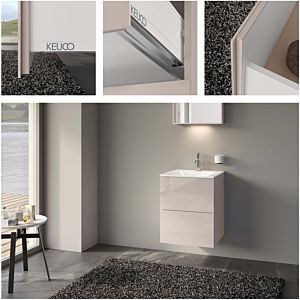 Keuco X-Line meuble sous-lavabo 33143180000 décor cachemire mat, verre cachemire clair, 50x60,5x49cm, 2 tiroirs avant