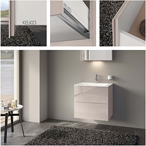 Keuco X-Line meuble sous-lavabo 33153180000 décor cachemire mat, verre cachemire clair, 65x60,5x49cm, 2 tiroirs avant