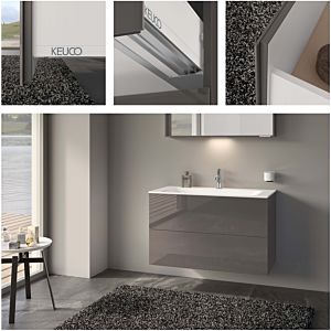 Keuco X-Line vanity unit 33173140000 decor truffle satin finish, glass truffle clear, 100x60.5x49cm, 2 front pull-outs