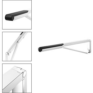 Keuco Axess toilet support folding rail 35003170837 aluminum silver anodised/black, 850 mm