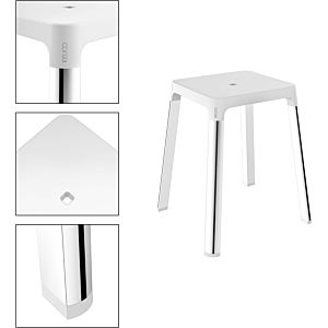 Keuco Axess stool 35082010051 seat 338mm, chrome-plated/white