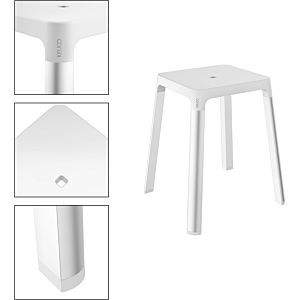 Keuco Axess stool 35082170051 seat 338mm, aluminum silver anodized/white