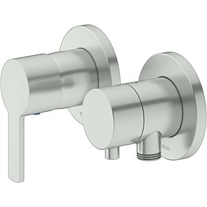 Keuco Plan Blue shower fitting 53951071221 stainless steel finish, for 2 consumers, including wall connection bend and shower holder