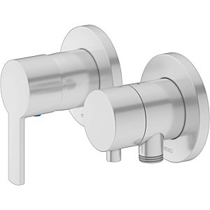 Keuco Plan Blue shower fitting 53951171221 aluminum finish, 2 outlets, including wall elbow and shower holder