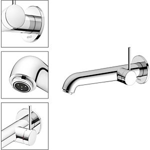 Keuco IXMO Soft basin mixer 59516011201 projection 225 mm, chrome-plated, wall mounting, round rosette