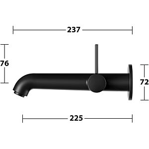 Keuco Ixmo single lever basin mixer 59516371201 projection 225 mm, black matt, wall mounting, round rosette
