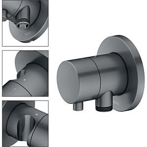 Keuco 59556131201 concealed 2-way diverter valve, shower holder, handle Comfort , round, brushed black chrome