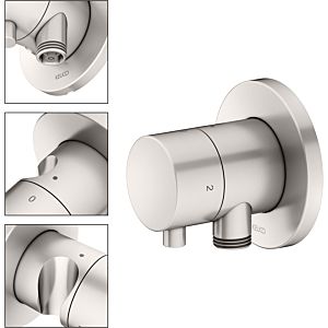 Keuco IXMO 2-way switch-off and switch-over 59557051201 flush-mounted installation, hose connection and shower holder, round, brushed nickel