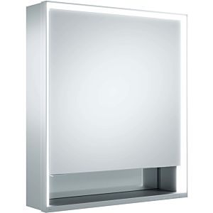 Keuco Royal Lumos mirror cabinet 14301171104 650x735x165mm, silver anodized, short door, stop on the right, wall stem