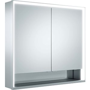 Keuco Royal Lumos Spiegelschrank 14302171304 Wandvorbau, silber eloxiert, Spiegelheizung, 2 kurze Türen, 800 x 735 x 165 mm