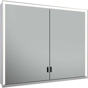 Keuco Royal Lumos mirror cabinet 14303172303 900x735x165mm, silver anodized, 2 long doors, wall stem