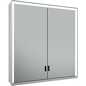 Keuco Royal Lumos mirror cabinet 14307172303 700x735x165mm, silver anodized, 2 long doors, wall stem