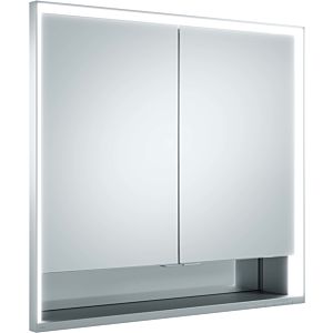 Keuco Royal Lumos Spiegelschrank 14312171304 Wandeinbau, silber-eloxiert, Spiegelheizung, 2 kurze Türen, 800 x 735 x 165 mm