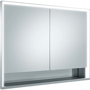 Keuco Royal Lumos mirror cabinet 14318171301 recessed wall, silver anodized, open storage compartment, 1050 x 735 x 165 mm