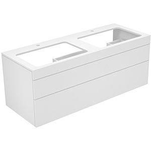 Keuco Edition 400 vanity unit 31574210100 140 x 54.6 x 53.5 cm, 2 pull-outs, with tap hole, for 2 Basin Fixing Kit , white high gloss / white high gloss