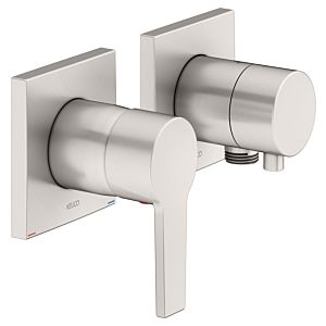 Keuco Edition 11 shower mixer 51151051122 brushed nickel, 2 outlets, flush-mounted installation, with wall connection elbow