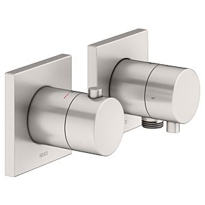 Keuco Edition 11 shower thermostat 51153051122 brushed nickel, flush-mounted installation, 2 consumers, with wall connection elbow