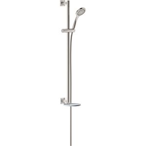 Keuco Ixmo shower set 59587070902 Stainless Steel -finish / white, with single-lever shower mixer, square rosette