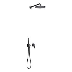 Keuco IXMO shower set 59603370001 for 2 consumers, with shower holder and overhead shower, round rosette, matt black