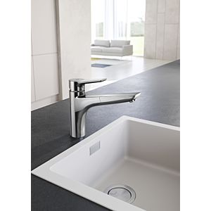 Kludi Mix single-lever kitchen mixer tap 329430575 closed lever, swiveling, pull-out spout, chrome