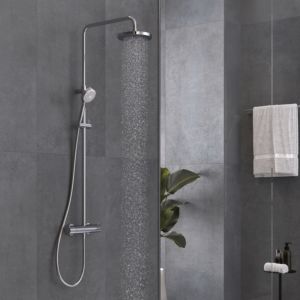 Kludi Logo Thermostatic dual shower system 6809505-00 chrome, with overhead and hand shower