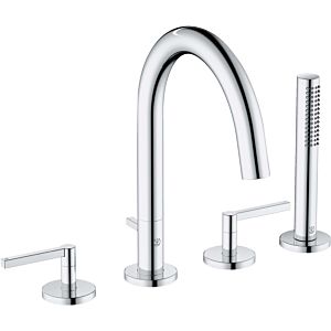 Kludi Nova Fonte bath and shower mixer 204250515 4-hole tile rim installation, with pull-out hand shower, chrome