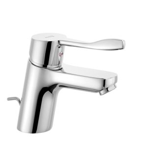 Kludi Pure &amp; easy care basin mixer 372840565 chrome, DN 15, with metal pop-up waste, with public arm lever 120mm