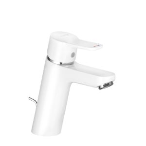 Kludi Pure &amp; easy basin mixer 372909165 white / chrome, DN 15, with metal pop-up waste