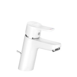 Kludi Pure &amp; easy basin mixer 373829165 white / chrome, DN 15, with metal pop-up waste