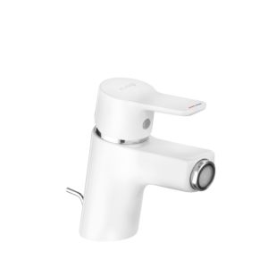 Kludi Pure &amp; easy bidet mixer 375339165 white / chrome, DN 15, with metal pop-up waste
