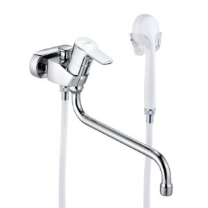 Kludi Pure &amp; easy bath and shower mixer 375920565 chrome, DN 15, wall mounting, gauge 45mm, with shower set