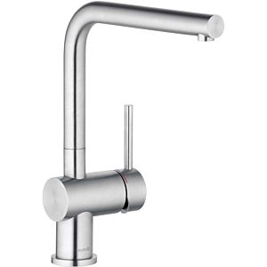Kludi Steel kitchen mixer tap 45803F877 swivel spout 360 degrees, lever on the side, Stainless Steel brushed