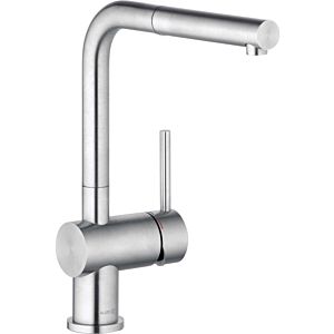 Kludi Steel single-lever kitchen mixer tap 45851F877 swivel spout 180 degrees, pull-out, lever on the side, Stainless Steel brushed